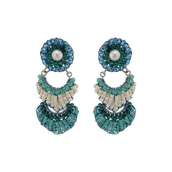 Ocean Blue Mix Siren Handmade Crochet Earrings