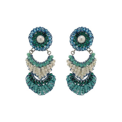 Ocean Blue Mix Siren Handmade Crochet Earrings