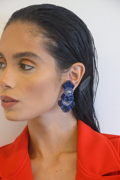 Royal Blue Mix Queen Cascade Handmade Crochet Earrings