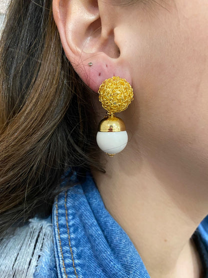 Tan & Gold Ciara Handmade Earrings