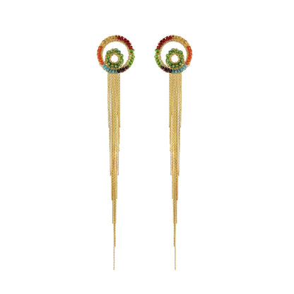 Multi & Gold Opal Fringe Handmade Crochet Earrings
