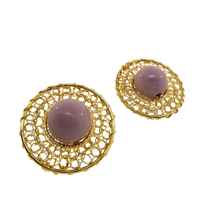 Mauve & Gold Lara Post Handmade Crochet Earrings