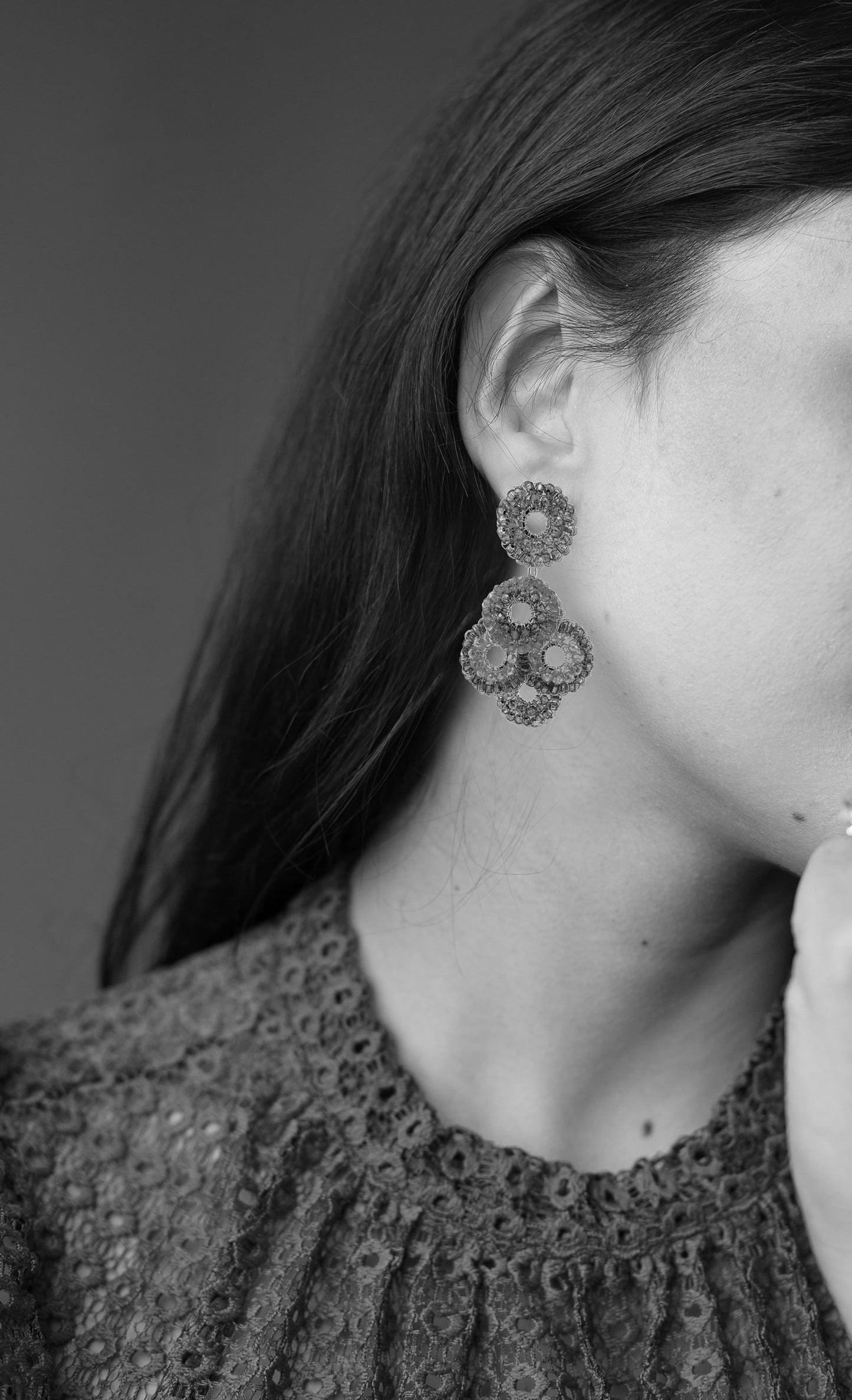 Denim Blue Mix Coco Handmade Crochet Earrings