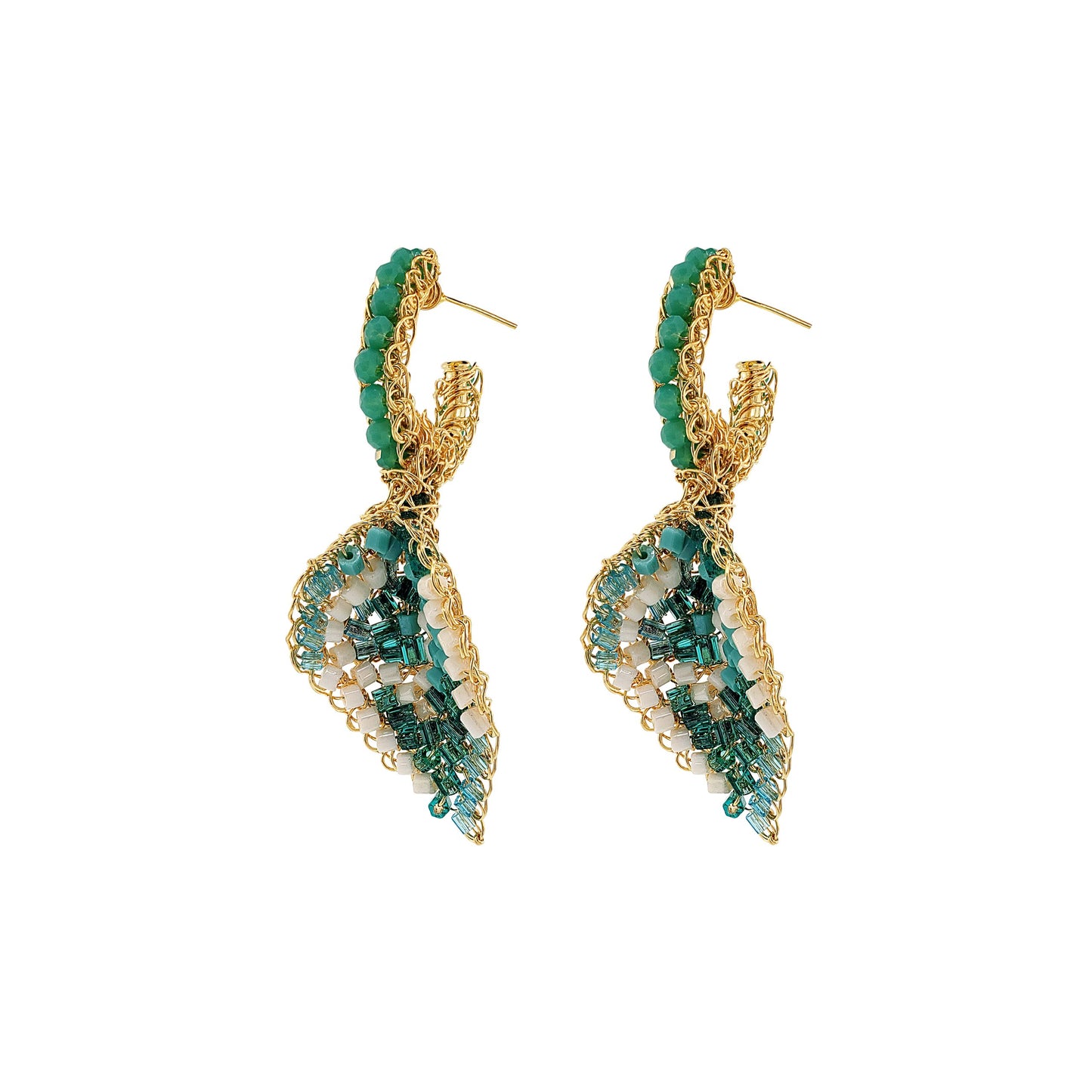 Ocean Teal Mix Arum Handmade Crochet Earrings