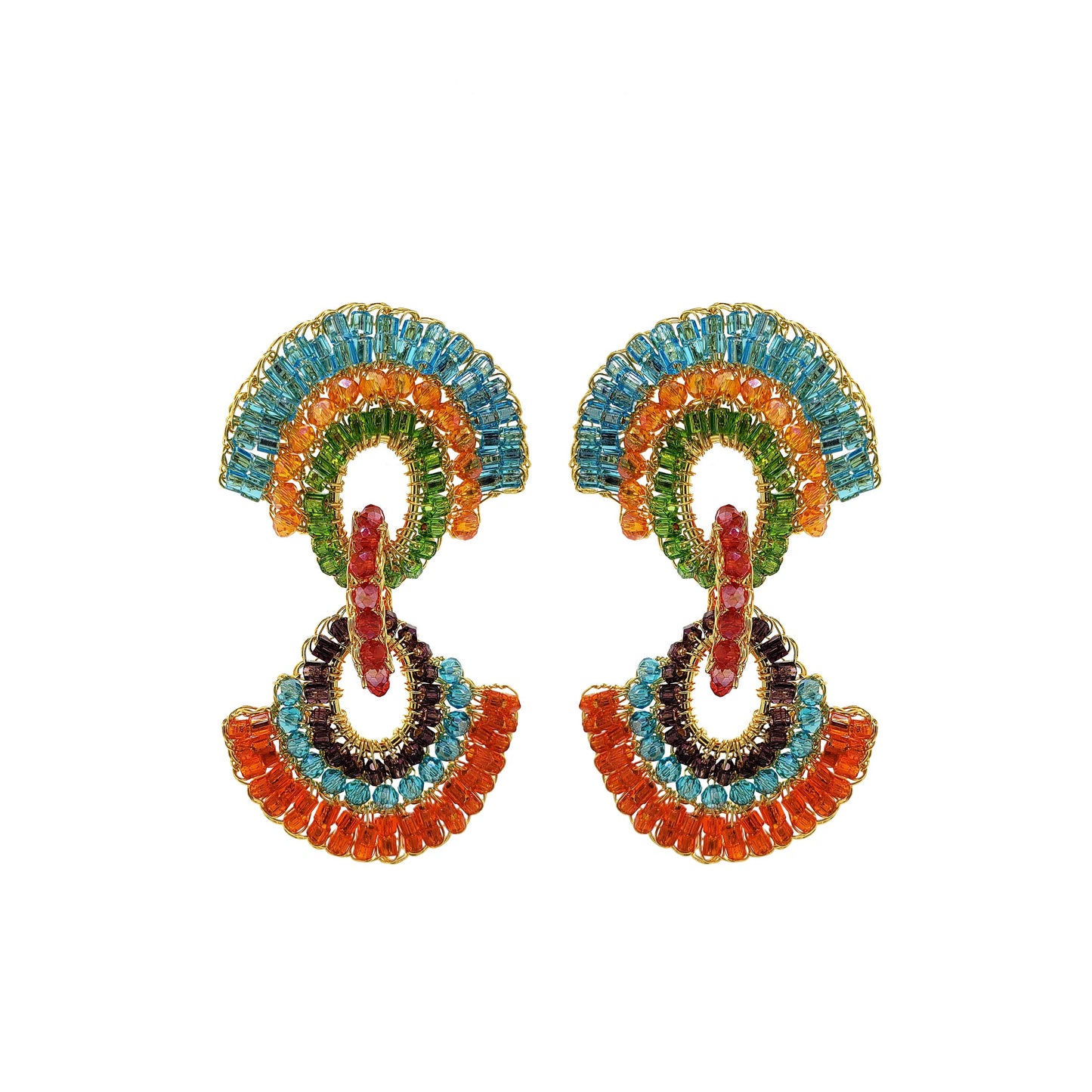 Multi & Gold Hannah Handmade Crochet Earrings