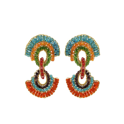 Multi & Gold Hannah Handmade Crochet Earrings