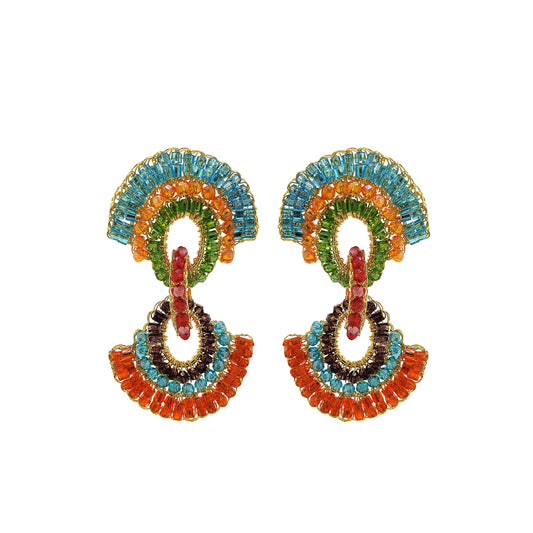 Multi & Gold Hannah Handmade Crochet Earrings