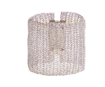 All Silver Mesh Wide Handmade Bracelet