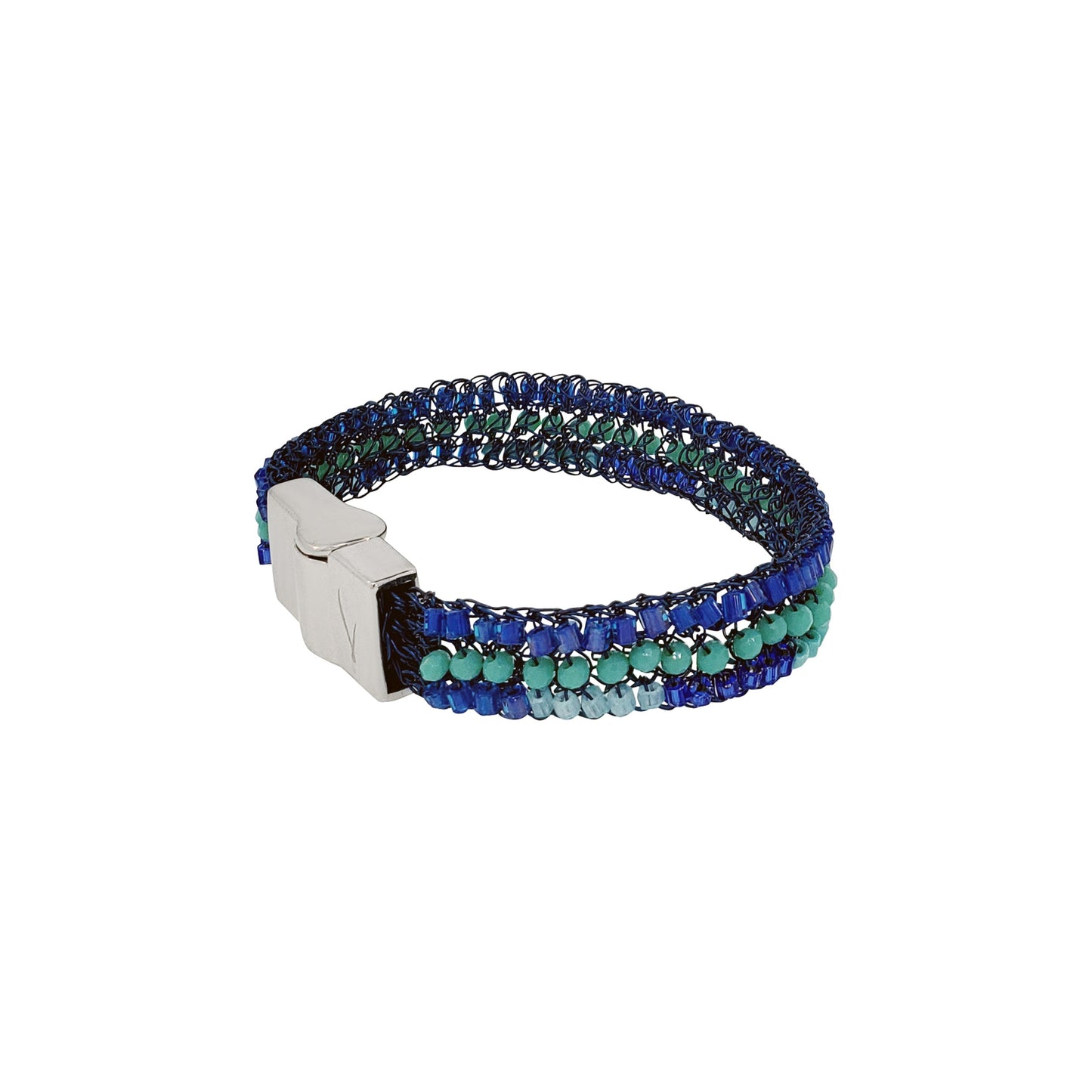 Denim Blue Mix Ziggy Handmade Crochet Bracelet