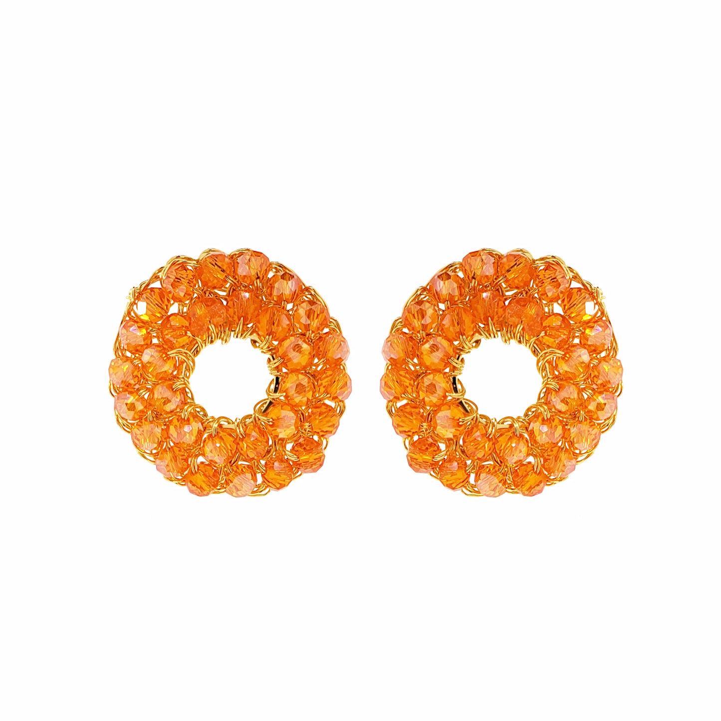Orange & Gold Zoe Handmade Crochet Earrings
