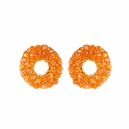 Orange & Gold Zoe Handmade Crochet Earrings