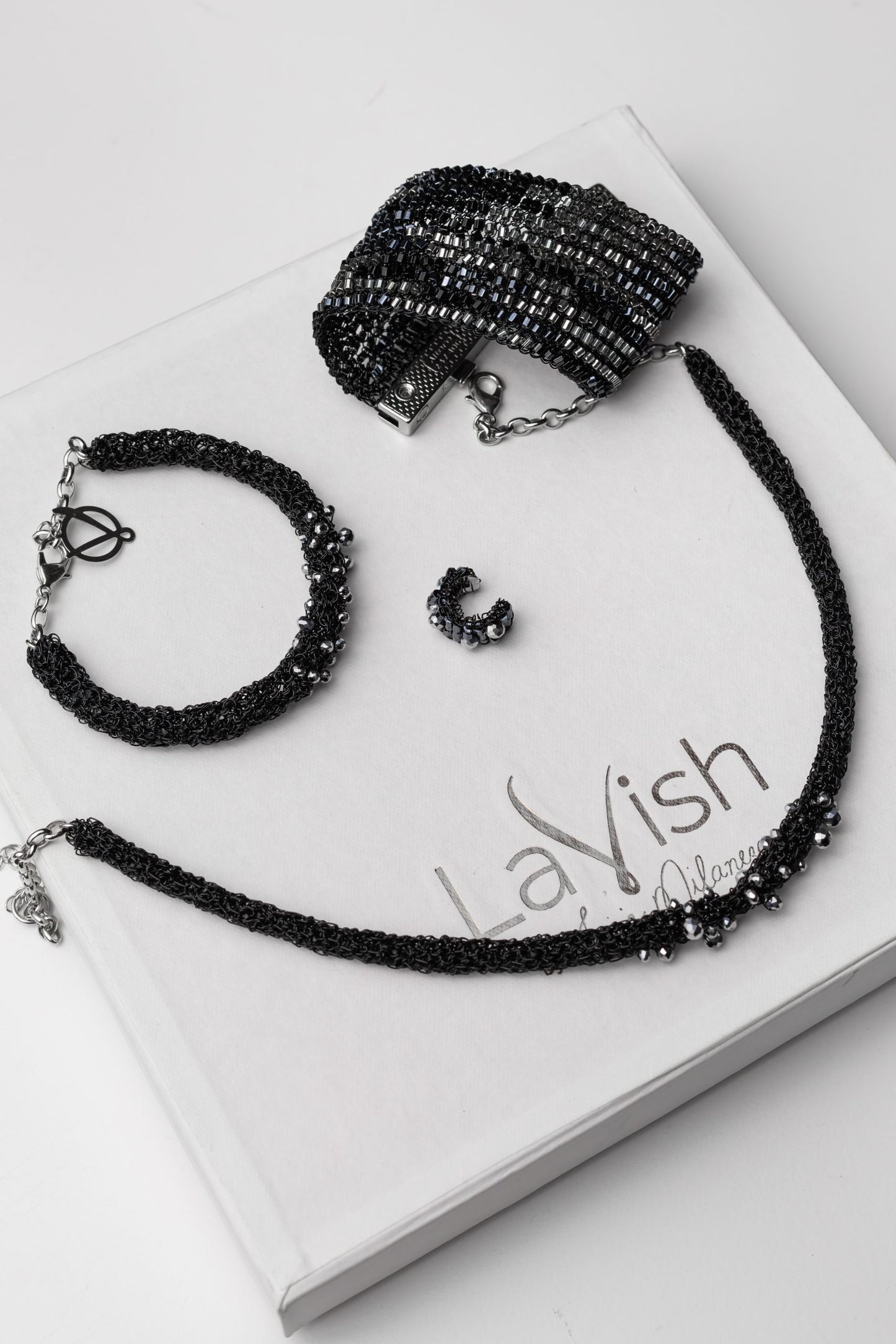 Royal Black Mix Wild Card Handmade Crochet Bracelet