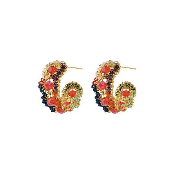 Multicolor & Gold Olympia Handmade Crochet Hoops