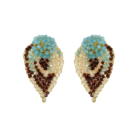 Blue & Brown Mix Calla Handmade Crochet Post