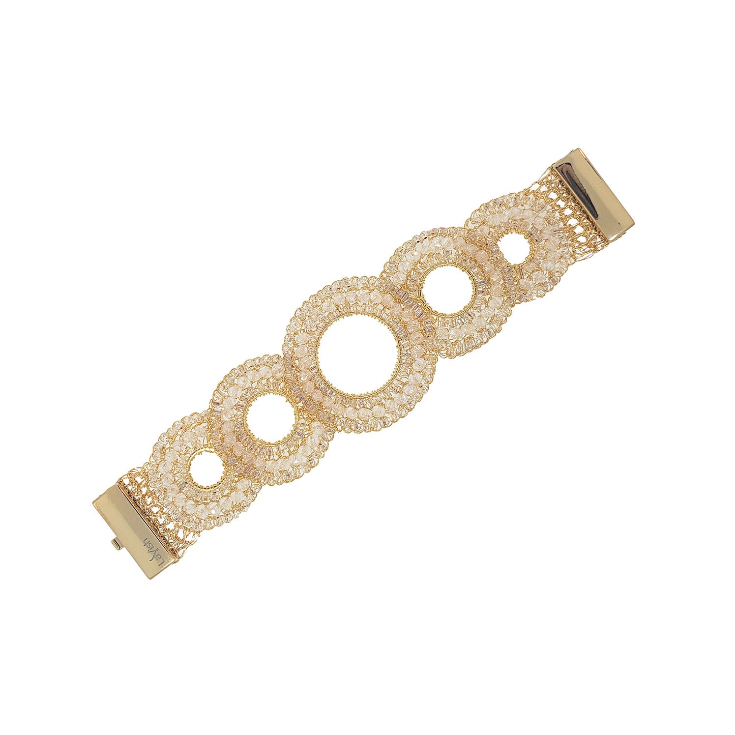 Clear & Gold Gush Handmade Crochet Bracelet