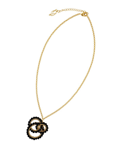 Black & Gold Ellie Maxi Handmade Crochet Necklace