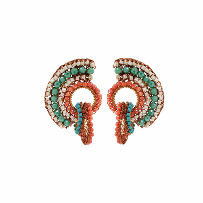 Coral Half Mandala Multilinks Handmade Crochet Earrings