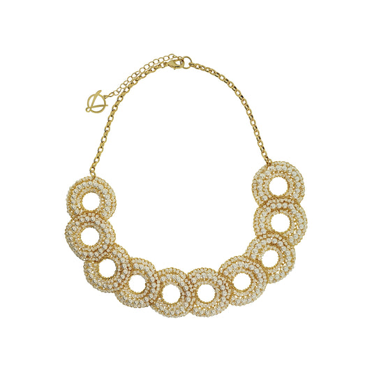 Pearl & Gold Gush Handmade Crochet Necklace