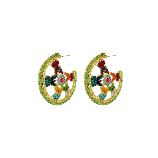 Multi & Gold Clio Handmade Crochet Hoops