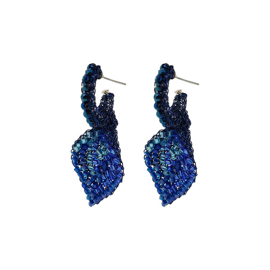 Blue Mix Arum Handmade Crochet Earrings