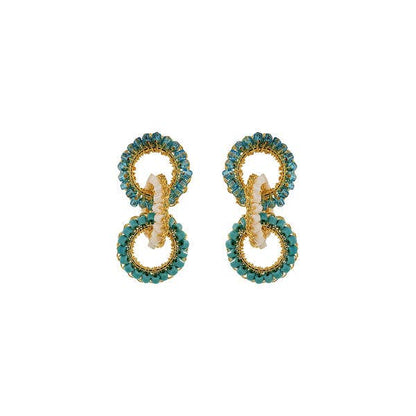 Ocean Teal Mix Lola Handmade Crochet Earrings