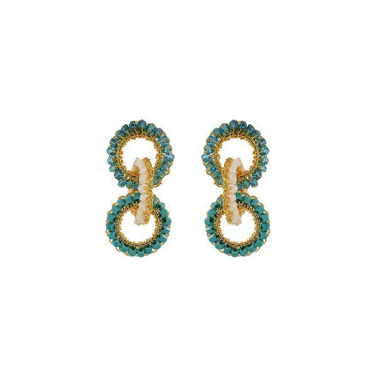 Ocean Teal Mix Lola Handmade Crochet Earrings