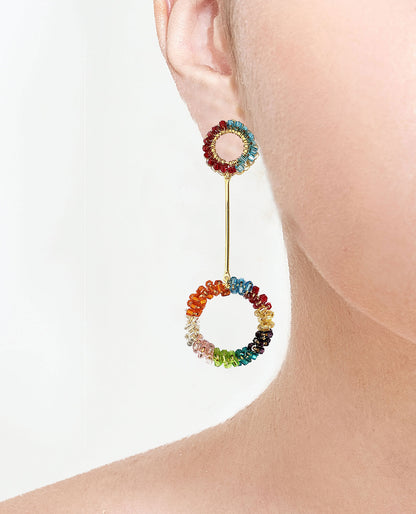 Multi & Gold Bowie Handmade Crochet Earrings
