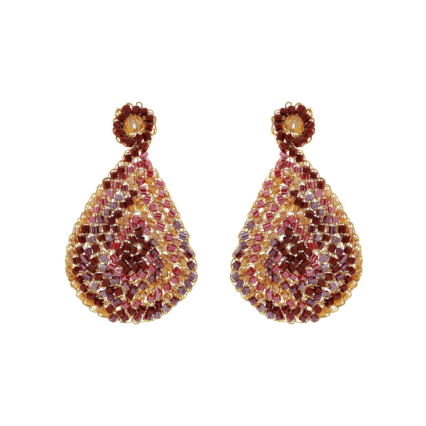 Crimson Red Mix Aria Handmade Earrings