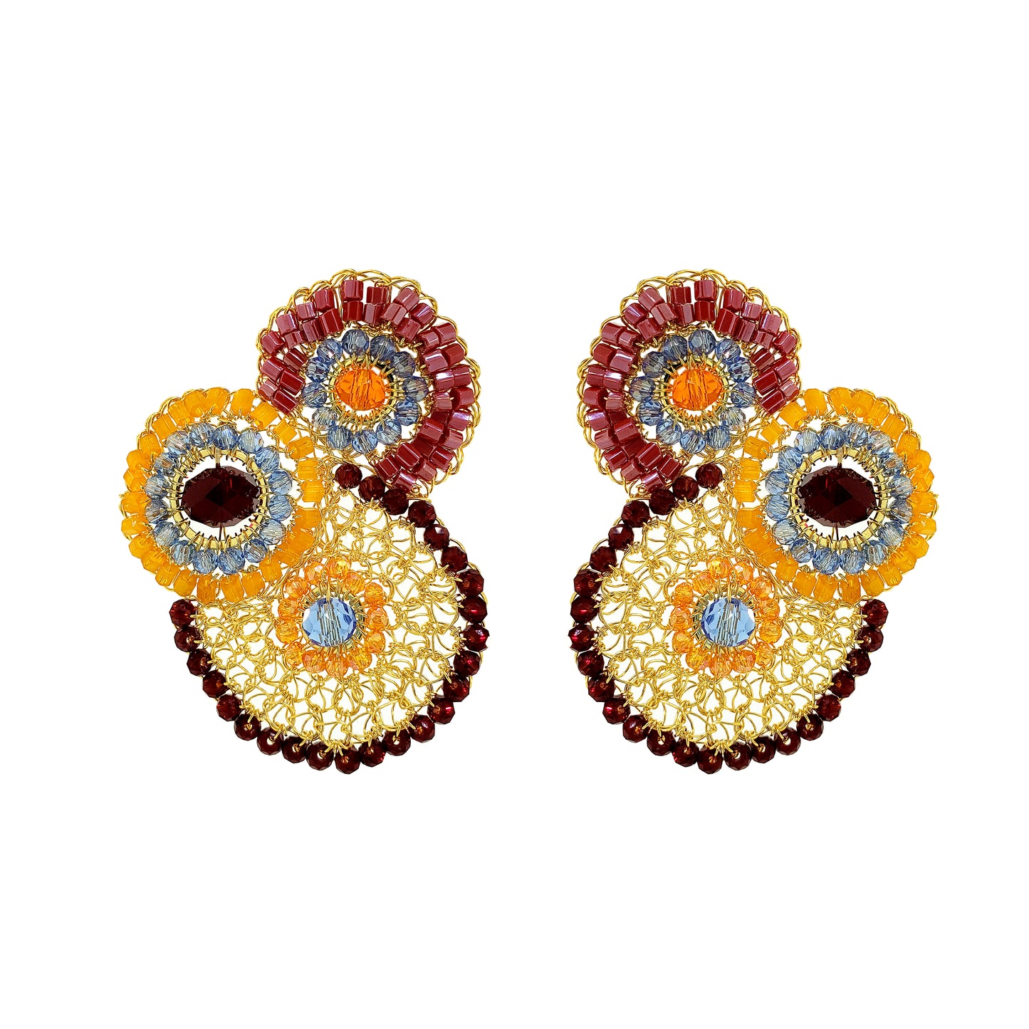 Sunrise Mix Minerva Maxi Post Handmade Crochet Earrings