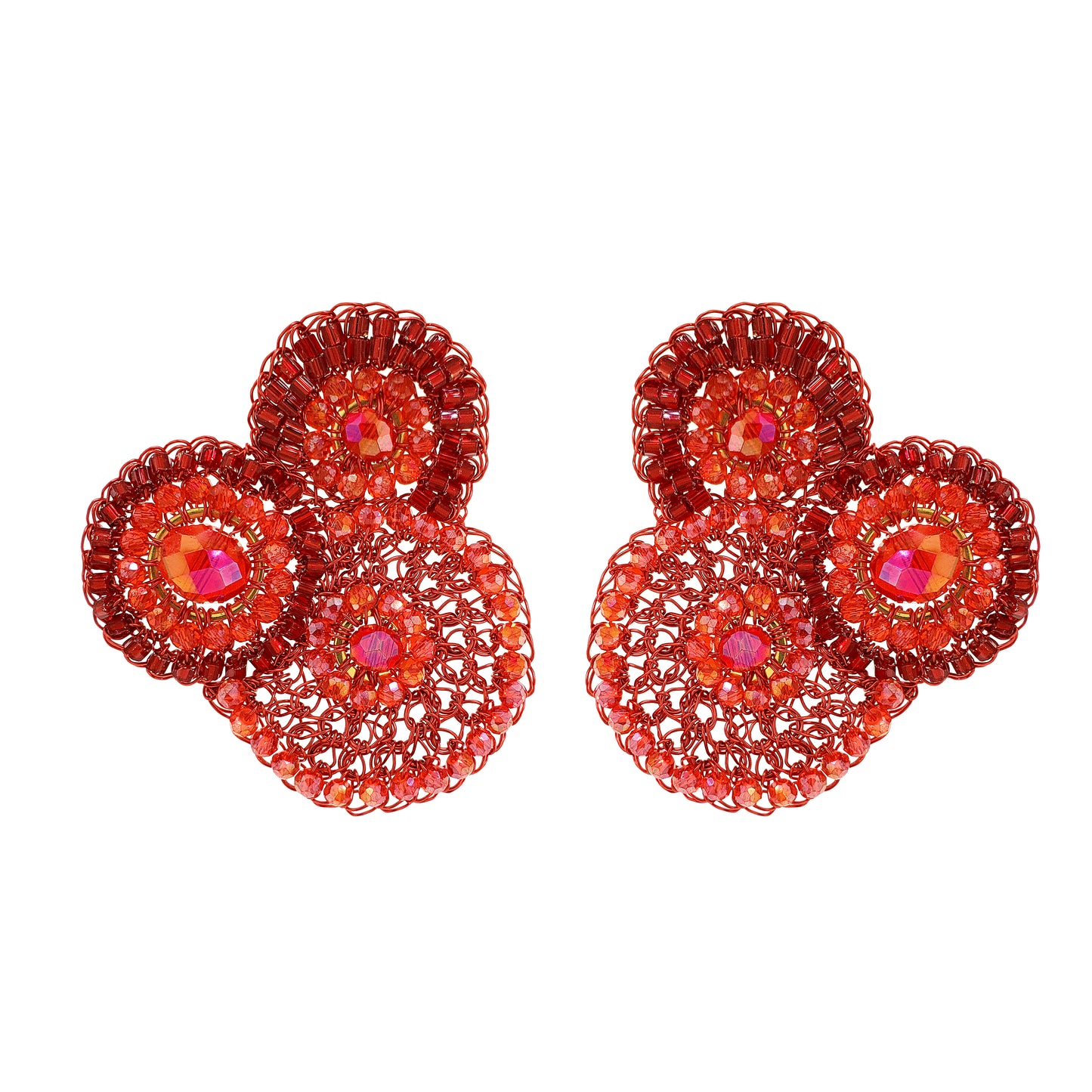 Red Velvet Mix Minerva Maxi Post Handmade Crochet Earrings