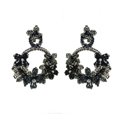 Royal Black Mix Garden Handmade Cochet Earrings