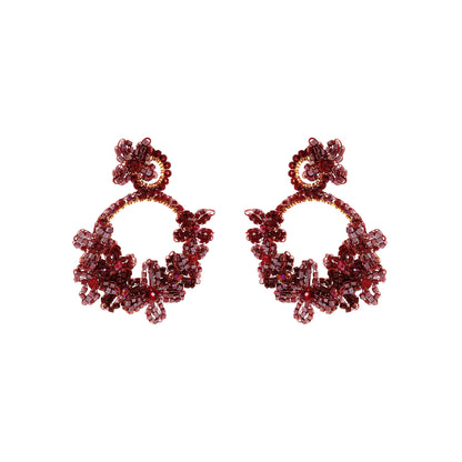 Burgundy Garden Large Handmade Crochet Earrings