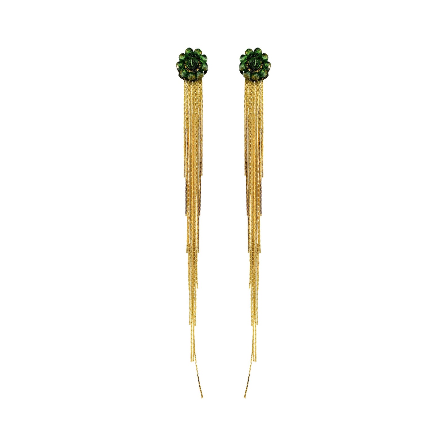 Forest Green & Gold Selene Handmade Earrings