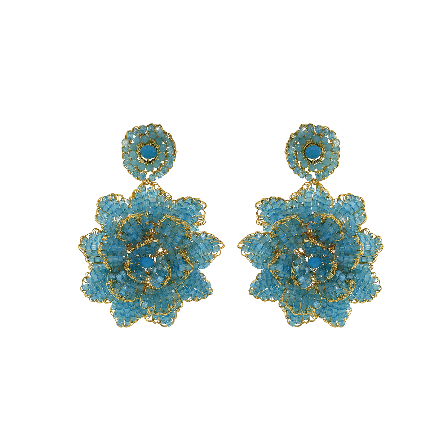 Aqua Blue Blossom Handmade Earrings