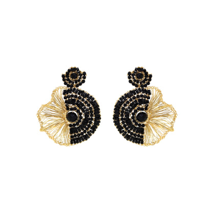 Black & Gold Lia Handmade Crochet Earrings