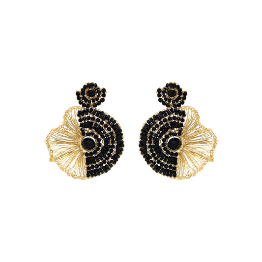 Black & Gold Lia Handmade Crochet Earrings
