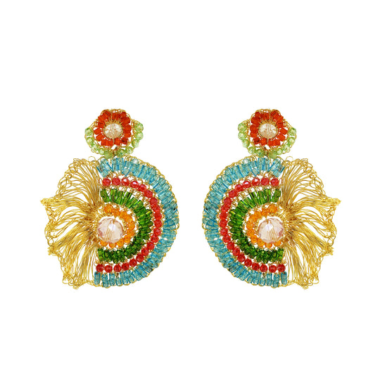 Multicolor & Gold Lia Handmade Crochet Earrings