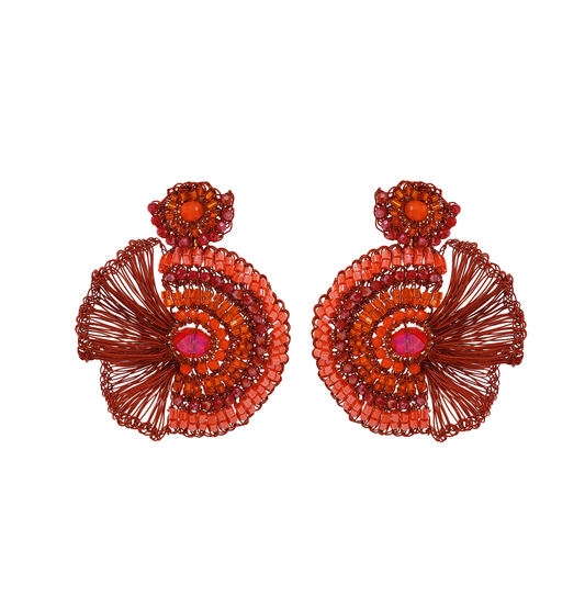 Coral Red Mix Lia Handmade Crochet Earrings