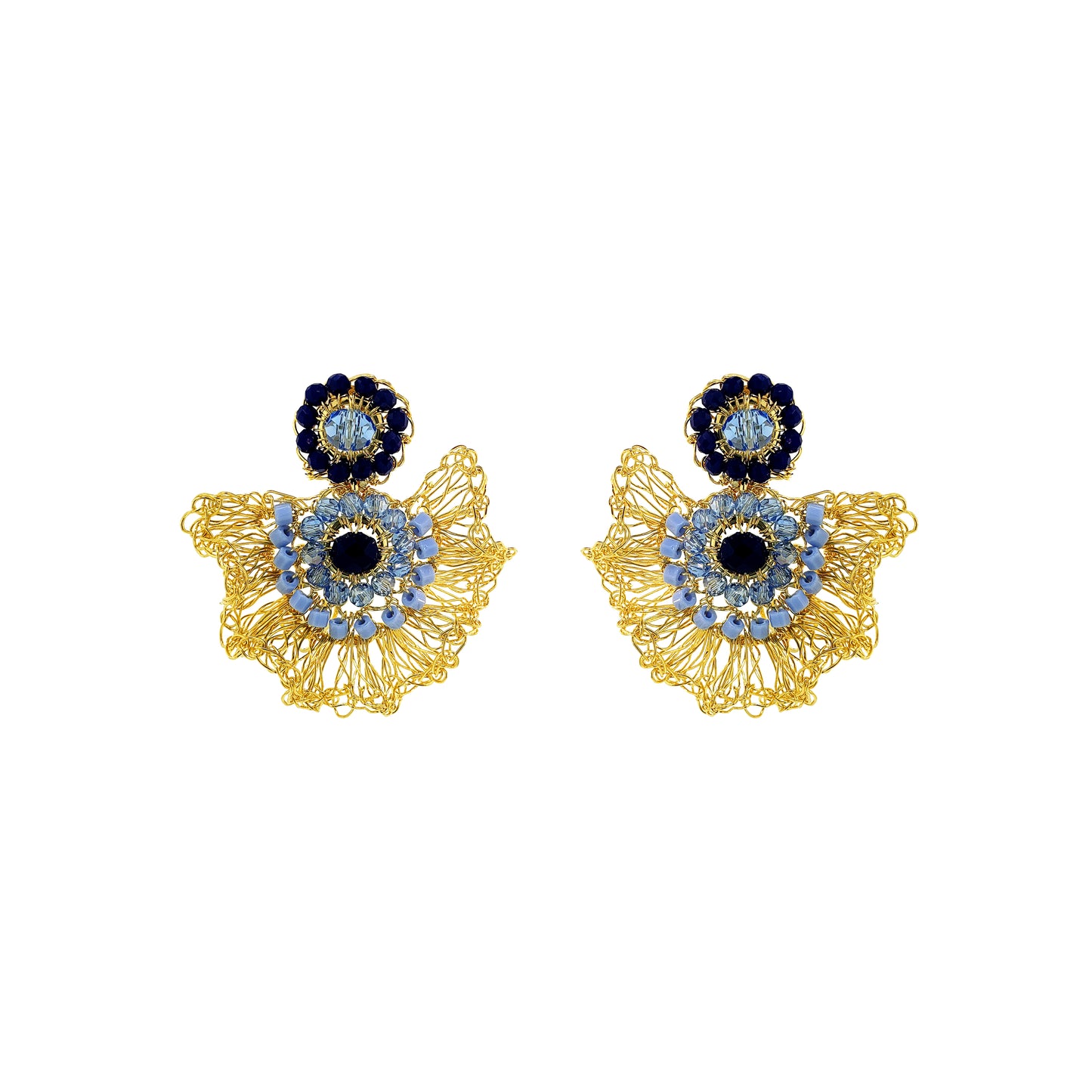 Sky Blue Mix Lia Mini Handmade Crochet Earrings
