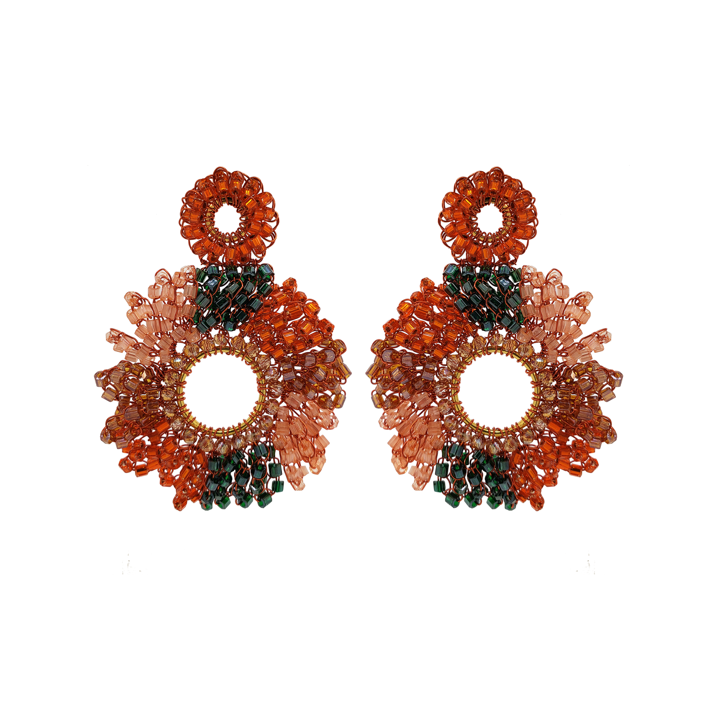 Mystic Amber Mix Marigold Handmade Crochet Earrings