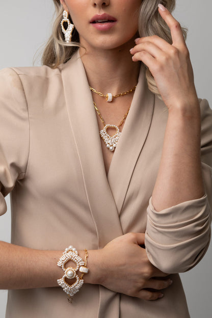 Pearl & Gold Queen's Heart Handmade Crochet