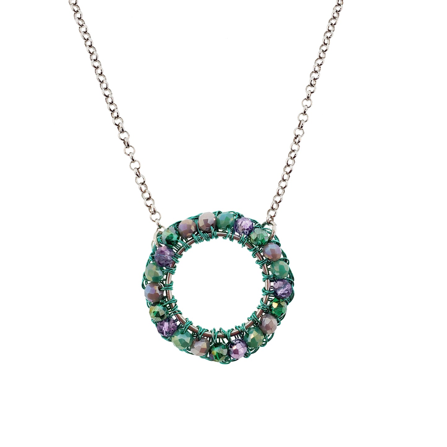 Neon Turquoise Mix Ellie Handmade Crochet Necklace