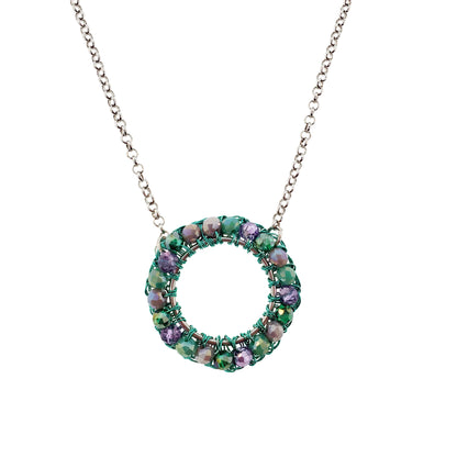 Neon Turquoise Mix Ellie Handmade Crochet Necklace