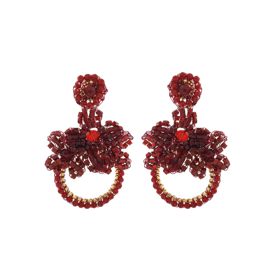 Cherry Red Mix Garden Mini Handmade Crochet Earrings