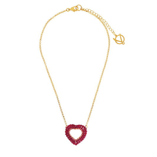 Red Velvet Queen's Heart Mini Handmade Crochet Necklace