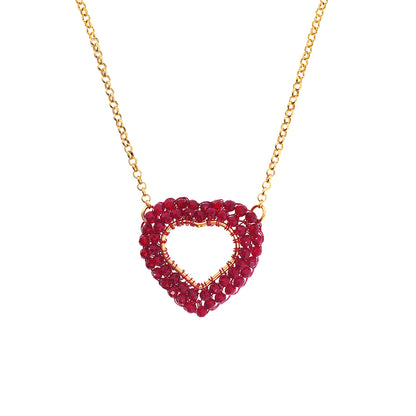 Red Velvet Queen's Heart Mini Handmade Crochet Necklace