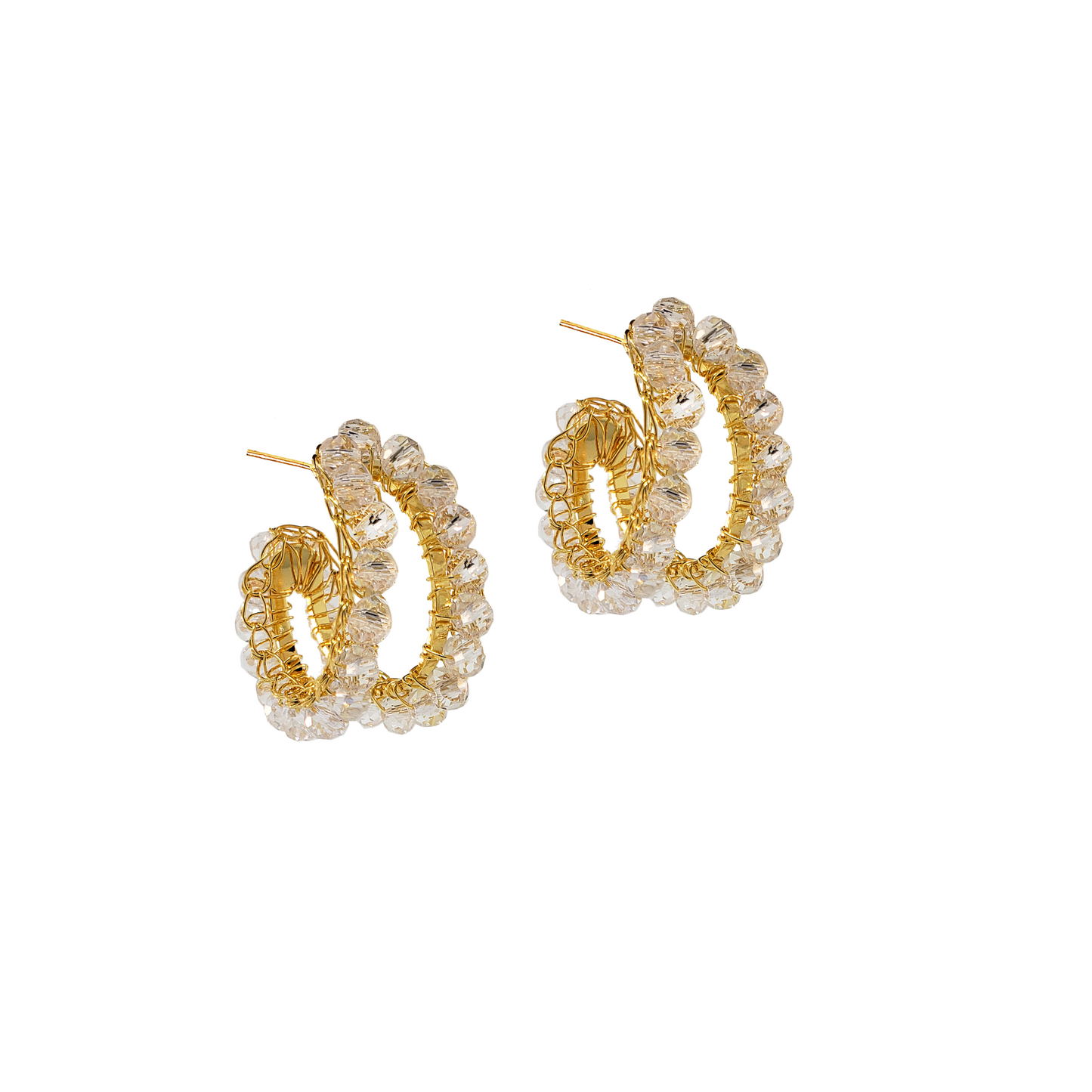 Clear & Gold Nina Handmade Crochet Hoops