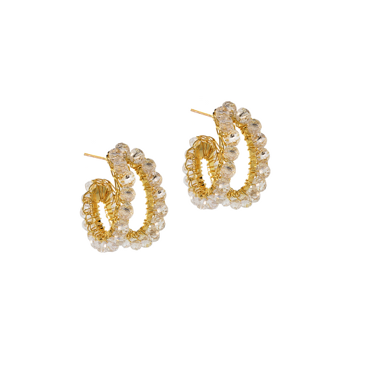 Clear & Gold Nina Handmade Crochet Hoops