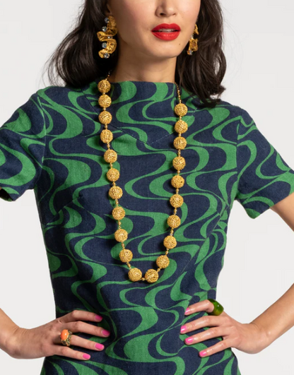 All Gold Spheres Handmade Crochet Necklace