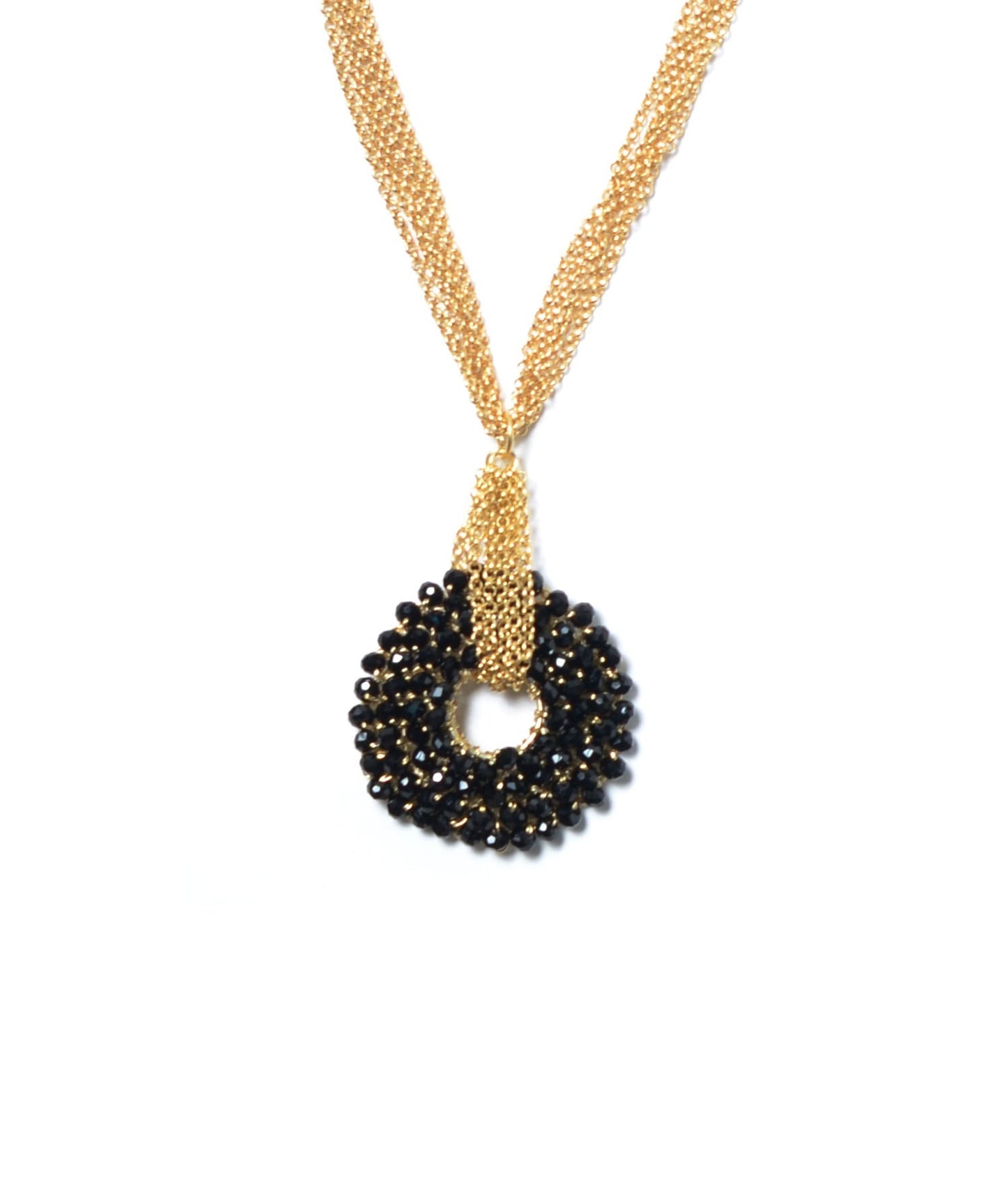 Black & Gold Snowdrop Handmade Necklace